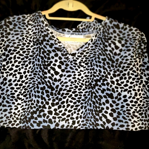 Blue leopard design blouse 3/4 sleeve - Picture 4 of 8